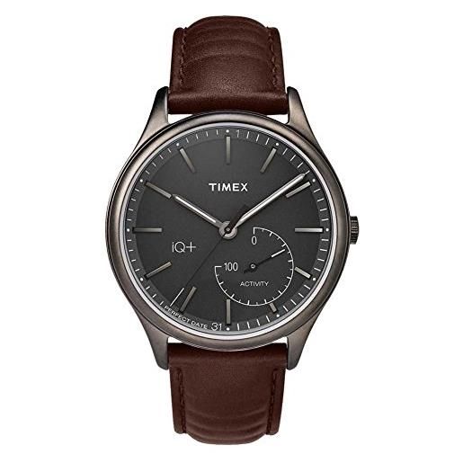 Timex iq+ move orologio sportivo nero, marrone, acciaio spazzolato bluetooth