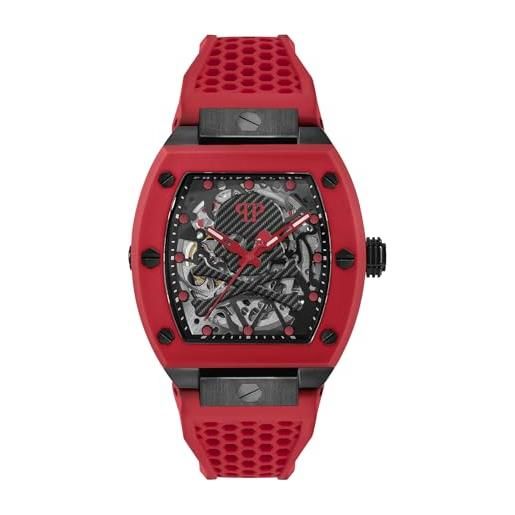 Philipp Plein orologio automatico da uomo the $keleton silicone, rosso/nero - pwbaa2224
