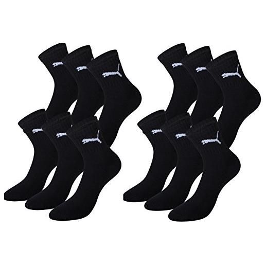 PUMA uomo short crew socks suola pack calzini sportivi, uomo, short crew socks sportsocken mit frotteesohle 12er pack, nero, 43-46