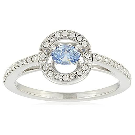 Swarovski anello sparkling dance round 5537057, turchese, placcatura rodio