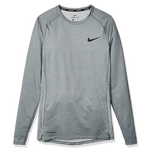 Nike m np top ls tight maglietta a maniche lunghe uomo, grigio (smoke grey/lt smoke grey/black), m-t