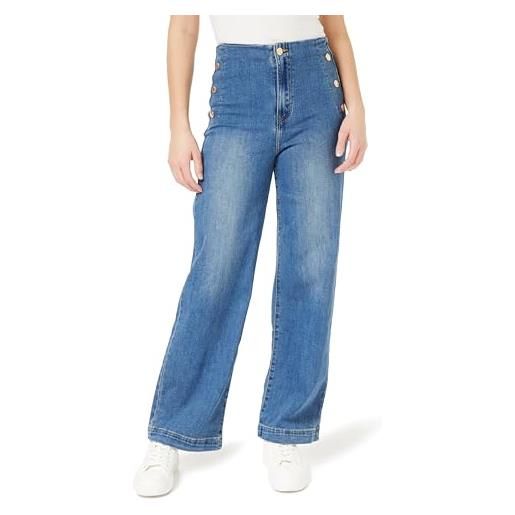 Desires florence high waisted button jeans donna, blu (9630 mid light blue wash), 46