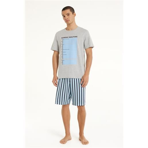Tezenis pigiama corto in cotone con stampa "sunday routine" uomo