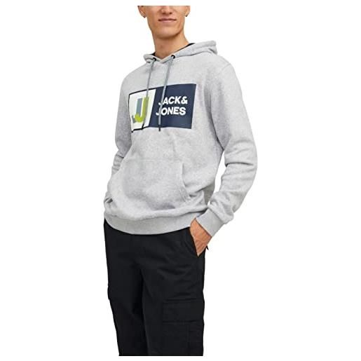 JACK & JONES jcologan sweat hood aw22 sn felpa con cappuccio, chiaro grigio melange, l uomo