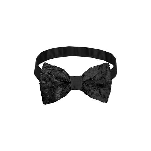 Remo Sartori - elegante papillon uomo in pizzo da cerimonia, cinturino regolabile, made in italy (nero, classico)