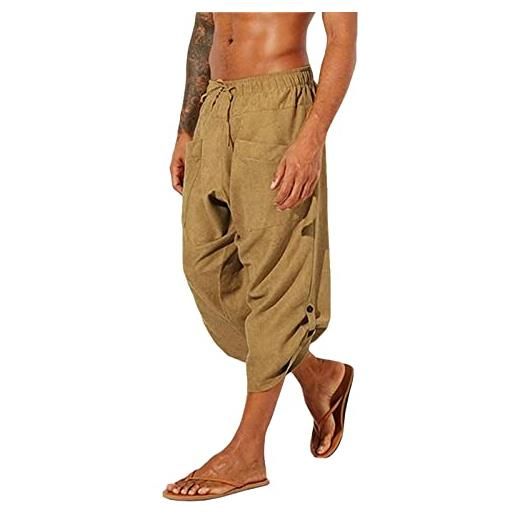 Xmiral pantaloni da uomo primaverili ed estivi pantaloni casual da spiaggia larghi in cotone e lino tinta unita pantaloni taglia 48