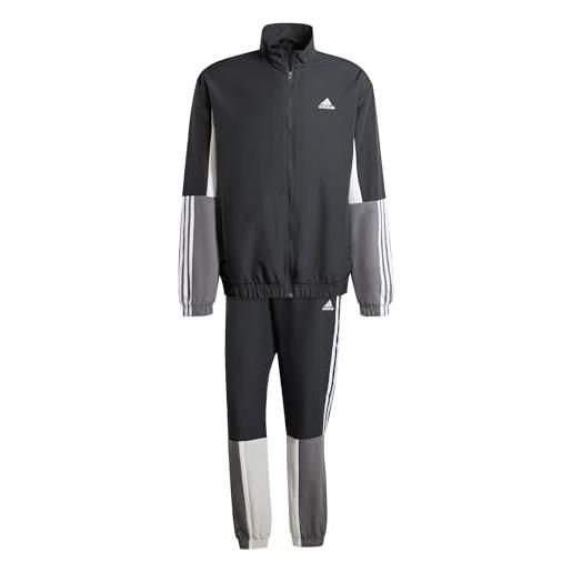 adidas sportswear colorblock 3-stripes track suit tuta, black, m men's