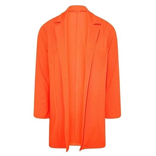 FAIRY TRENDZ cardigan da donna con 2 tasche aperte in stile blazer da donna, a maniche lunghe, con apertura frontale, arancione, 52-54