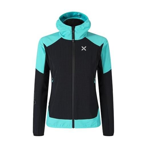 MONTURA wind revolution hoody jacket donna mjaw06w 9028 colore nero/care blue azzurro giacca antivento ideale per trekking alpinismo e arrampicata m