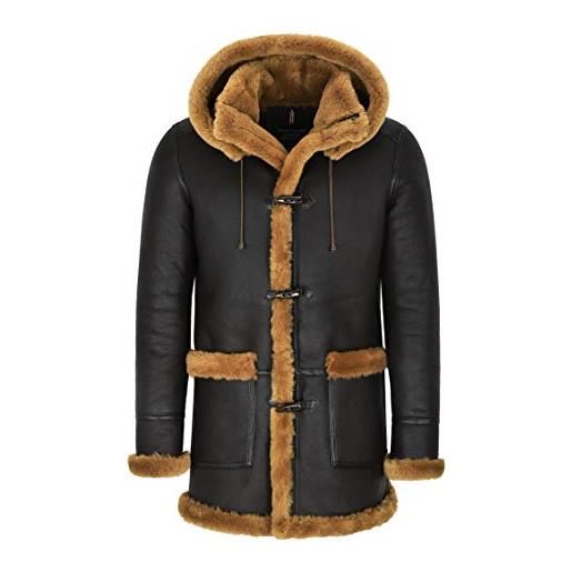 Smart Range Leather montgomery da uomo in vera pelle di montone con cappuccio cappotto in vera pelle 100% ivar f-42 (3xl, brown/ginger)