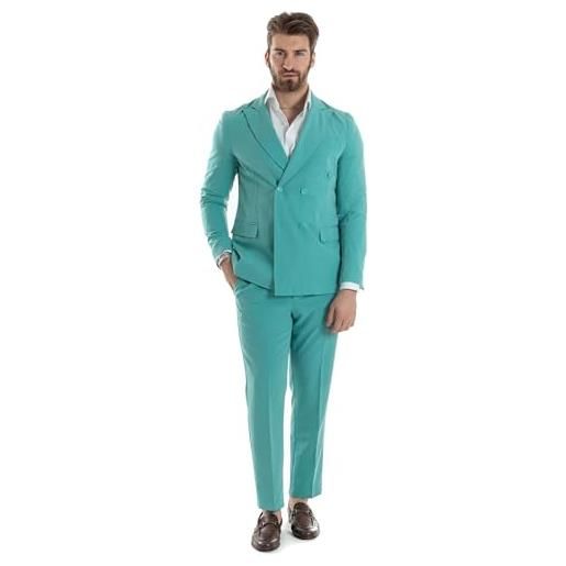 Giosal abito uomo doppiopetto vestito completo giacca pantaloni tinta unita elegante casual vari colori (it, numero, 54, regular, regular, bianco)