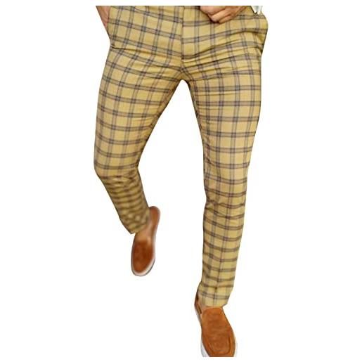 Xmiral pantaloni da uomo casual con stampa scozzese a matita pantaloni con cerniera elastica in vita pantalone ballo swing