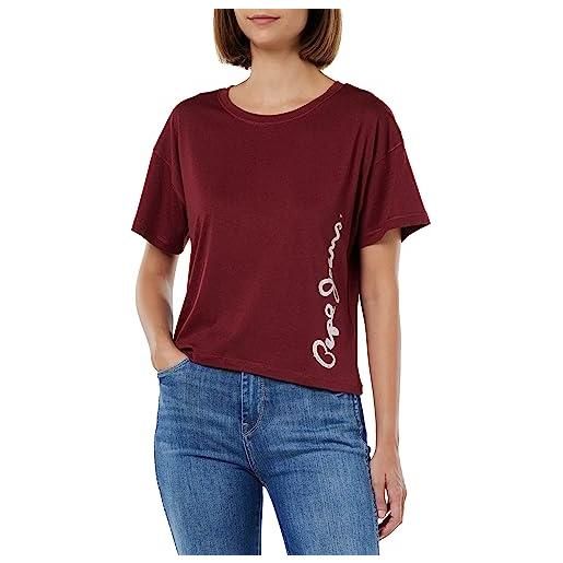 Pepe Jeans beth, t-shirt donna, rosso (burgundy), s