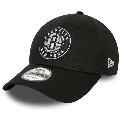 New Era nba brooklyn nets infill 9 forty - cappellino con visiera, colore: nero, nero , taglia unica
