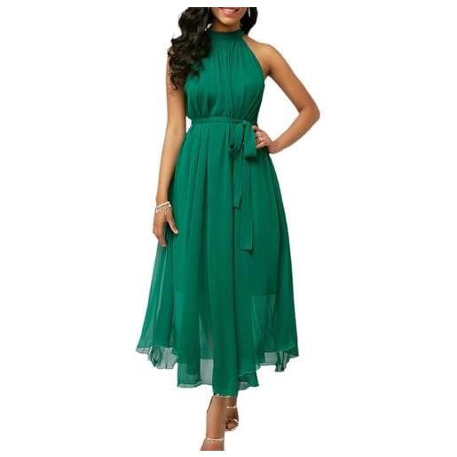 tinetill abito in chiffon da donna abito all'americana tinta unita abito da festa a trapezio senza maniche pieghe con volant abito da laurea abito da cocktail con spalle scopert