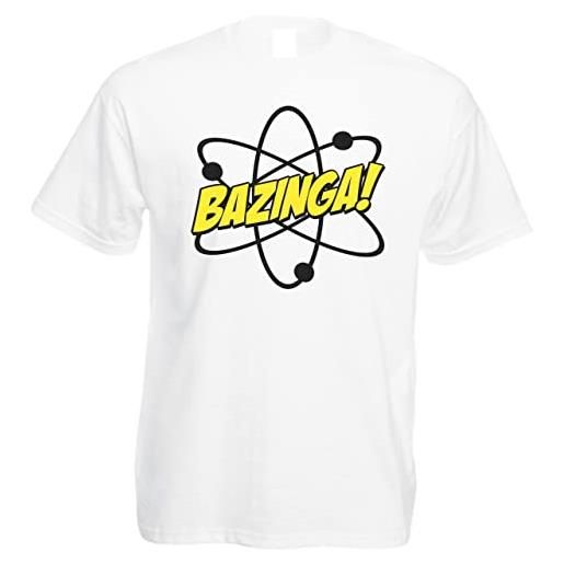 CHEIDEASTORE t-shirt sheldon bazinga atomo filled uomo maglietta ispirata big bang theory (bianco, small)