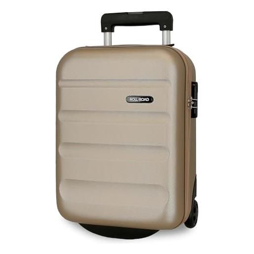 Roll road flex valigia da cabina beige 31 x 40 x 20 cm rigida abs chiusura a combinazione laterale 33 l 2,46 kg 4 ruote doppie bagaglio mano sotto il sedile, beige, taglia unica, valigia cabina
