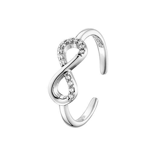 Engelsrufer anello da donna infinity in argento sterling con zirconi di colore argento, misura regolabile, err-infinity-zi, misura unica, argento, zirconia cubica