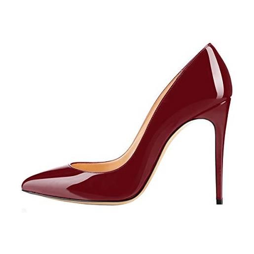 Soireelady scarpe col tacco donna, décolleté donna, scarpe punta chiusa donna vino rosso eu38