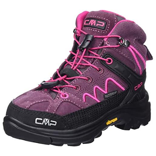 CMP kids moon mid wp trekking shoes, scarpe da trekking unisex - bambini e ragazzi, prugna-fucsia, 34 eu