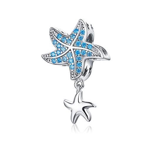 YASHUO Jewellery charm animali dell'oceano fortunato donna pandora in argento sterling 925 colore: ciondoli starfish