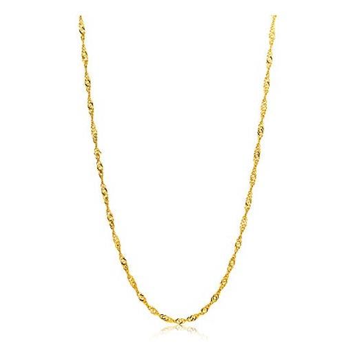 Miore collana da donna singapore in oro giallo 14 carati, 585, lunghezza 45 cm, oro, perla