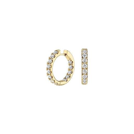 Einzelstück® orecchini a cerchio in argento 925, piccoli orecchini da donna, con zirconi, 18 carati, oro rosa, oro rosa oro bianco oro giallo