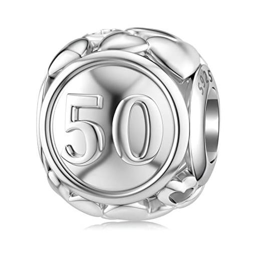 DALARAN charm in argento sterling per pandora 16, 18, 21°, 30°, 40°, 50°, 60° compleanno, con cuore dorato, oro bianco argento sterling, nessuna pietra preziosa