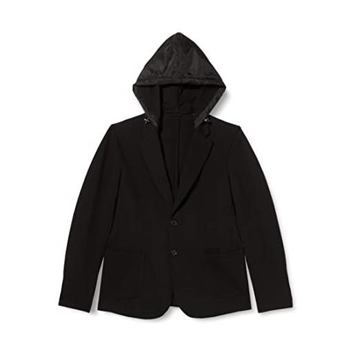 Armani Exchange removable hoodie, single breasted blazer, nero, s uomo