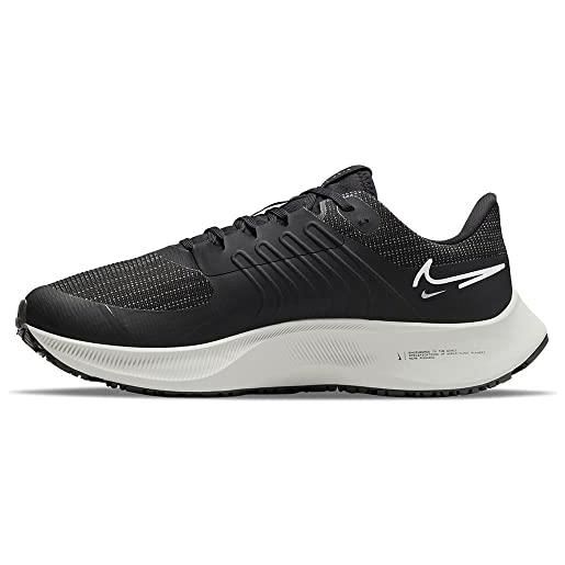 Nike w air zoom pegasus 38 shield, sneaker donna, black/platinum tint-dk smoke grey-lt smoke grey-mtlc silver, 41 eu