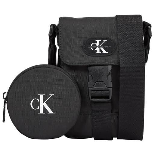 Calvin Klein Jeans borsa a tracolla uomo con tasche extra, nero (black), taglia unica