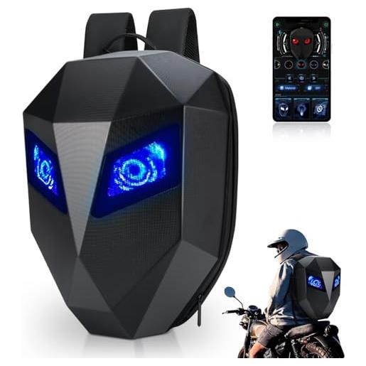 TEENO zaino da casco per moto, borsa programmabile, borsa per casco con indicatore led, impermeabile, 3d, colore: nero, nero , 1