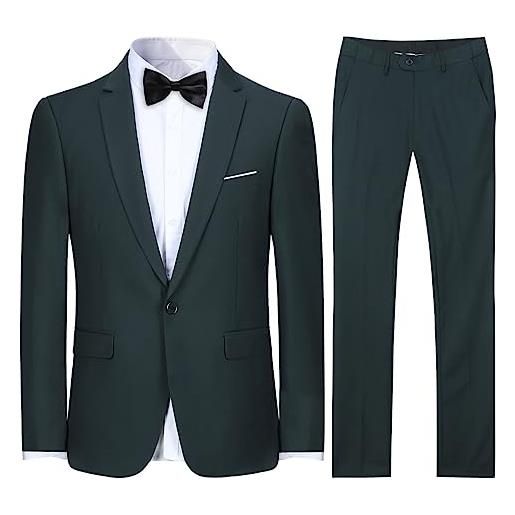 Allthemen abito da uomo 2 pezzi slim fit wedding tuxedo suit giacca monopetto pantalone formale da lavoro verde scuro xl