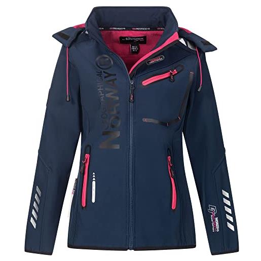 Geographical Norway ims edition sport - giacca da donna in softshell, funzionale, impermeabile, con berretto urbandreamz, taglie s, m, l, xl, xxl, blu rev navy, l