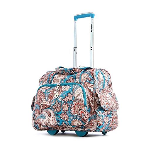 Olympia U.S.A. olympia deluxe fashion rolling overnighter, paisley (multicolore) - rt-3400-ps