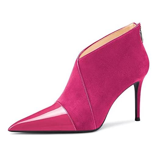 Castamere donna spillo alto high tacco heel a punta stivaletti cerniera slip-on feste ufficio dress stivali magenta rosso 37 eu