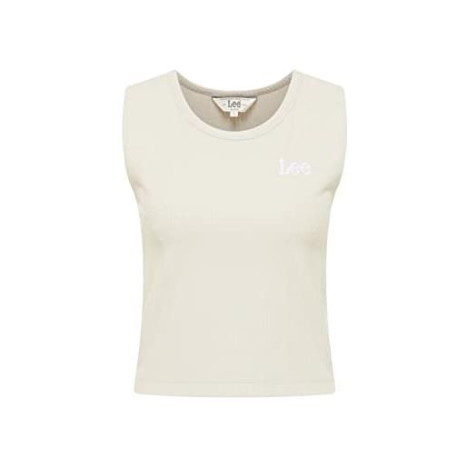 Lee canotta cropped crew t-shirt, beige, small donna