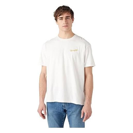 Wrangler tè slogan t-shirt, worn white, xl uomo