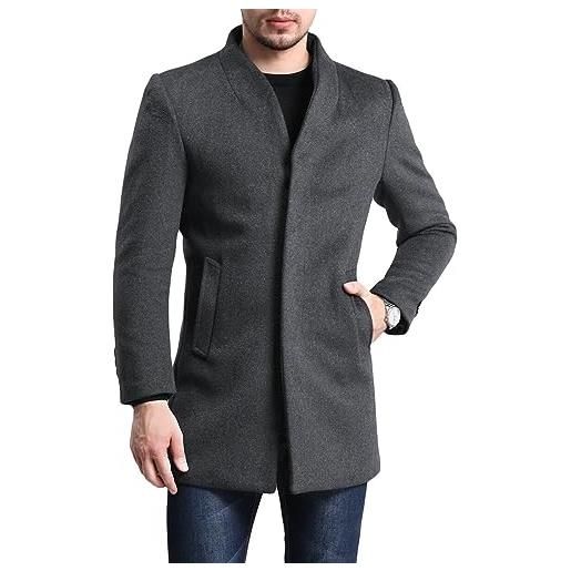 Allthemen cappotto invernale da uomo in lana trenchcoat lungo slim fit coat business caldo da lavoro a manica lunga grigio xl