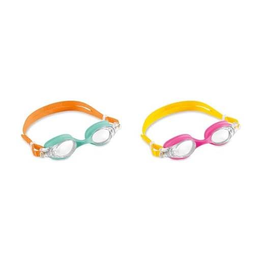 Intex 55693 - occhialini nuoto kids, 2 pezzi, lenti in policarbonato, silicone, multicolore, 3-8 anni