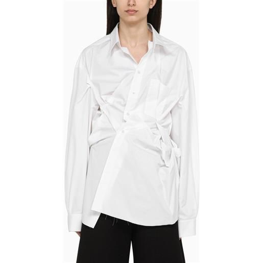 Maison Margiela camicia oversize bianca in cotone con drappeggio