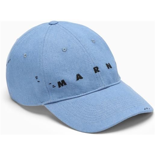 Marni cappello da baseball azzurro in cotone con logo