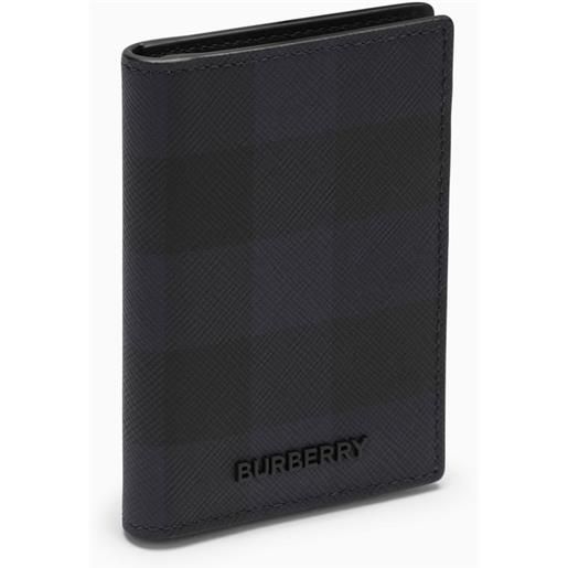 Burberry portacarte a libro blu navy motivo check