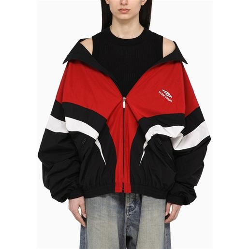 Balenciaga giacca off shoulder tracksuit 3b sports icon nera/rossa/bianca