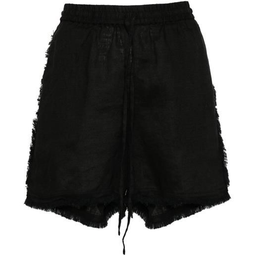 P.A.R.O.S.H. logo-embroidered frayed shorts - nero