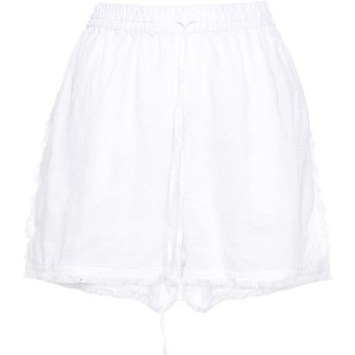 P.A.R.O.S.H. logo-embroidered frayed shorts - bianco