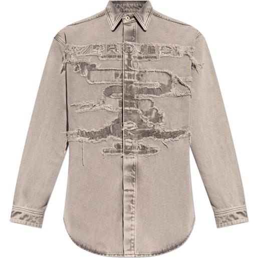 Y/Project frayed denim shirt - grigio