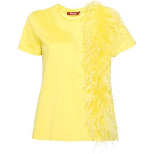 Max Mara t-shirt con dettaglio di piume - giallo