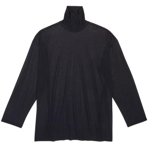 Balenciaga maglione a collo alto semi trasparente - nero