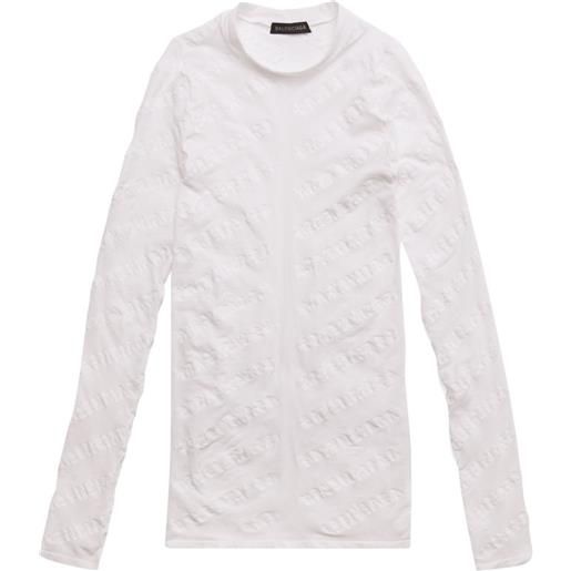 Balenciaga top con logo semi trasparente - bianco